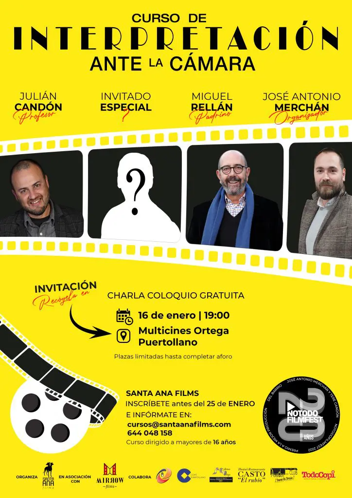 Santa Ana Films - Presentación de Curso de Interpretación ante la Cámara de SANTA ANA FILMS - CARTEL CURSO INTERPRETACION Y CHARLA COLOQUIO scaled